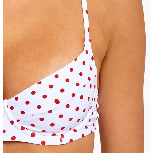 NWT WeWoreWhat Lydia Bikini Top in White Polka Dot - Picture 3 of 6